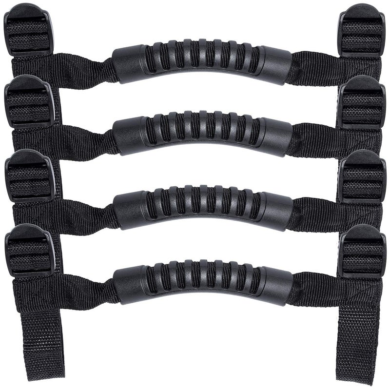Danti 4 x Roll Bar Grab Handles Grip Handle for Jeep Wrangler YJ TJ JK JKU JL JLU Sports Sahara Freedom Rubicon X & Unlimited 1955-2024 (Black) - Image 1